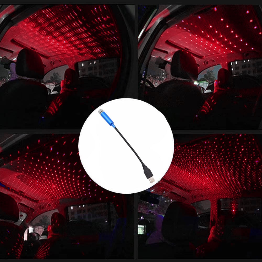 Лазерний проектор в машину від USB, STAR DL190 / Міні підсвічування для салону авто / Червоне зіркове небо