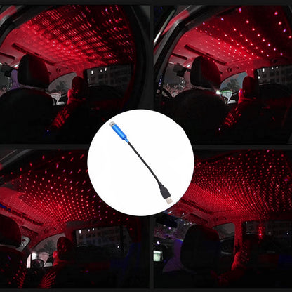 Лазерний проектор в машину від USB, STAR DL190 / Міні підсвічування для салону авто / Червоне зіркове небо