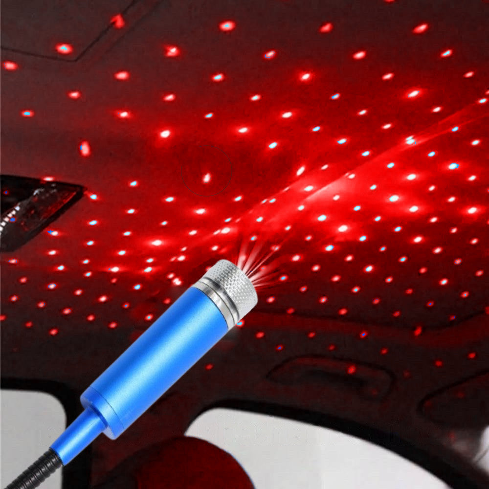 Лазерний проектор в машину від USB, STAR DL190 / Міні підсвічування для салону авто / Червоне зіркове небо