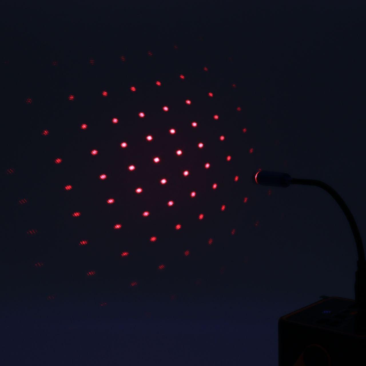 Лазерний проектор в машину від USB, STAR DL190 / Міні підсвічування для салону авто / Червоне зіркове небо