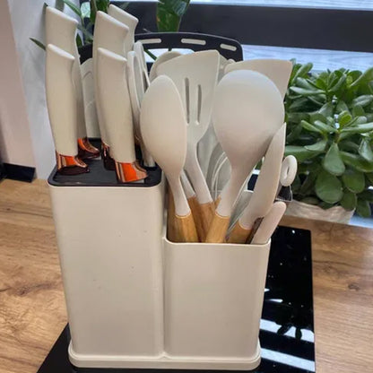 Набір кухонного приладдя, 19 предметів Kitchen Set, Білий / Силіконовий набір для кухні