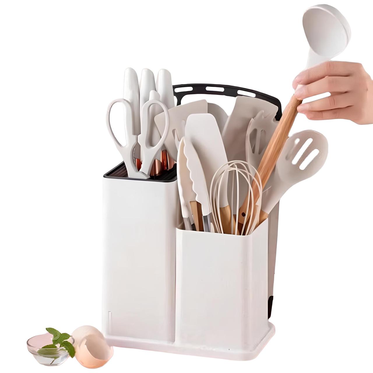 Набір кухонного приладдя, 19 предметів Kitchen Set, Білий / Силіконовий набір для кухні