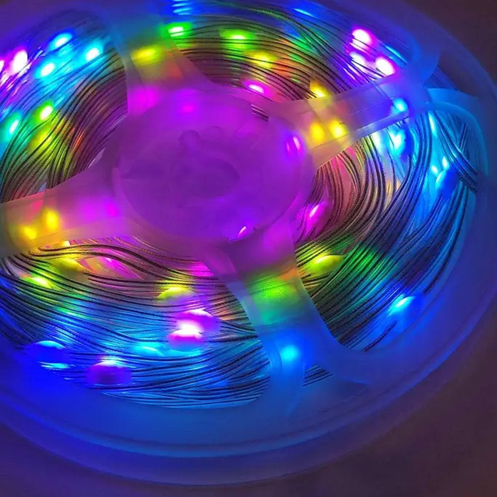 Світлодіодна смарт гірлянда 10 м, від USB + пульт / Розумна стрічка RGB з Bluetooth / Гірлянда від повербанк