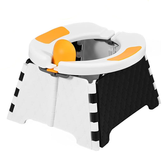 Портативний складний дитячий туалет "Крихітка" в чорно-білому дизайні / Дорожній горщик для дітей / Складаний горщик