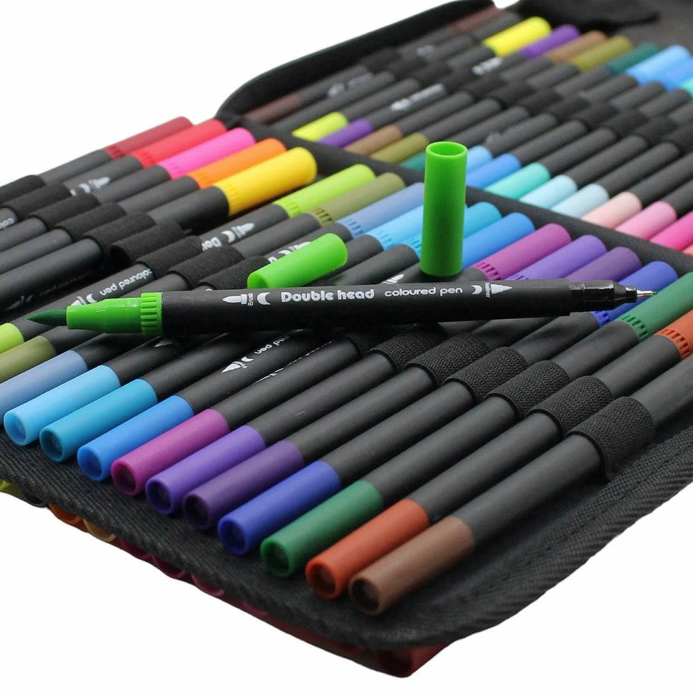 Акварельні маркери двосторонні 80шт з сумкою, Color pencil / Набір для малювання / Маркери для малювання