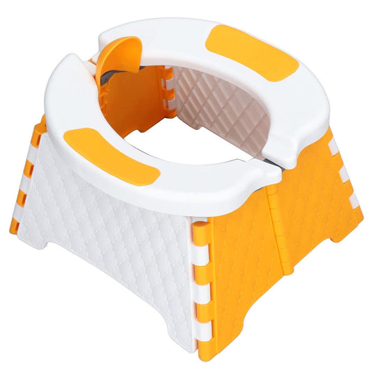 Дитячий переносний складаний туалет, Біло-жовтогарячий / Дитячий дорожній складаний горщик