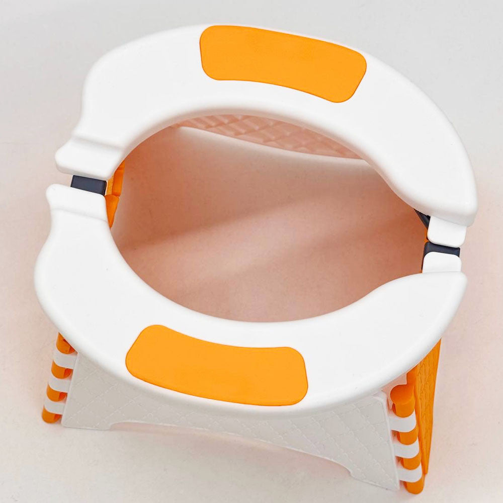 Дитячий переносний складаний туалет, Біло-жовтогарячий / Дитячий дорожній складаний горщик