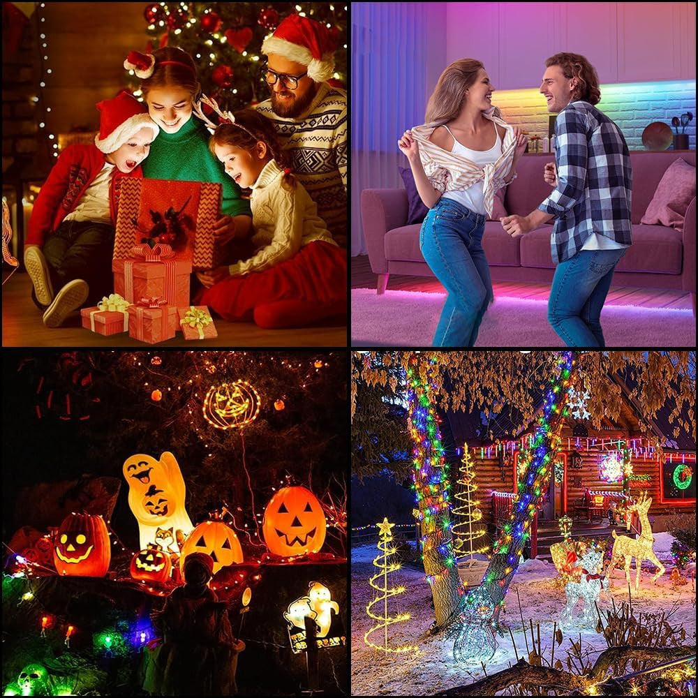 Світлодіодна смарт гірлянда 5 м, від USB + пульт / Розумна стрічка RGB з Bluetooth / Гірлянда від повербанк