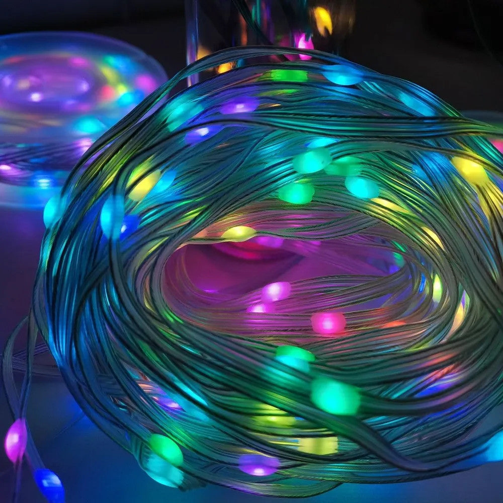 Світлодіодна смарт гірлянда 5 м, від USB + пульт / Розумна стрічка RGB з Bluetooth / Гірлянда від повербанк