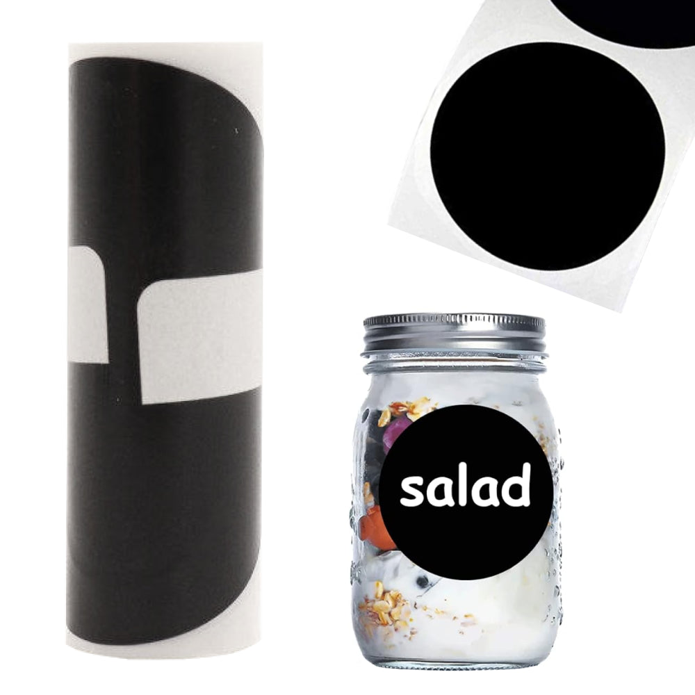 Наклейки для баночок з прянощами, 4 см, 20 шт, чорні / Бірки для банок з сипучими продуктами