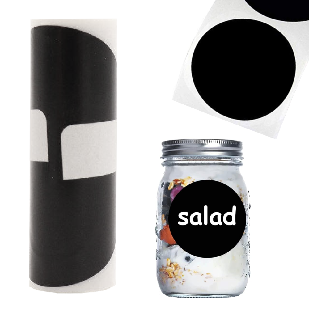 Наклейки для баночок з прянощами, 4 см, 20 шт, чорні / Бірки для банок з сипучими продуктами