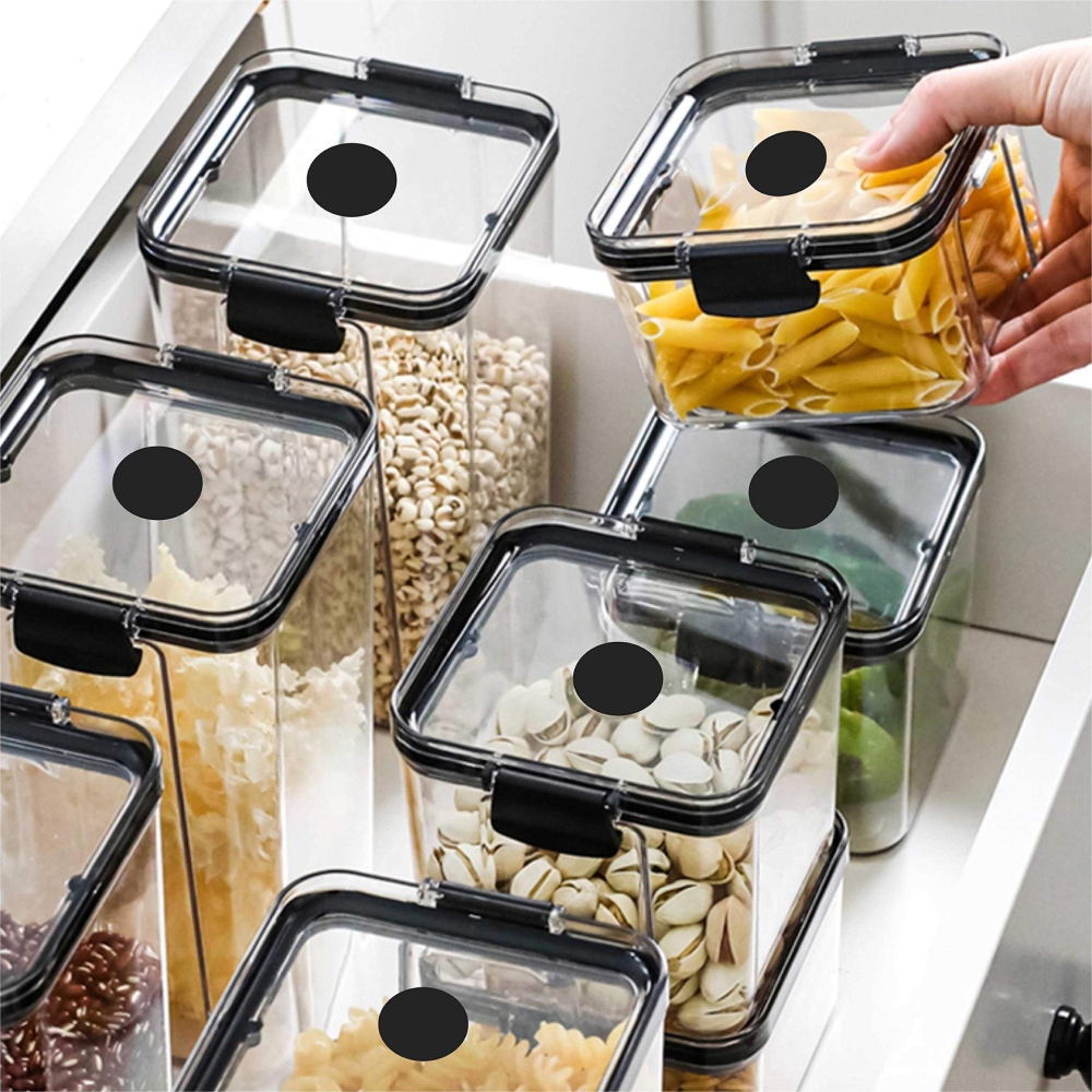 Наклейки для баночок з прянощами, 4 см, 20 шт, чорні / Бірки для банок з сипучими продуктами