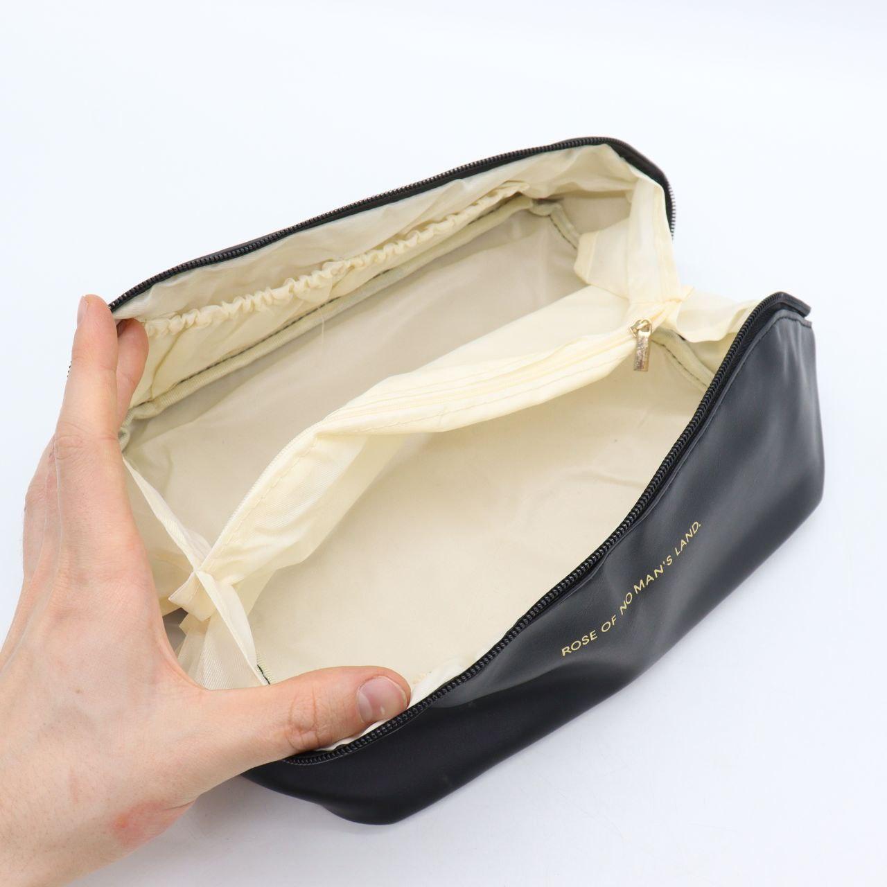 Косметичка з повним доступом з екошкіри (23,5х13х13 см), Чорна / Дорожня жіноча сумка-косметичка