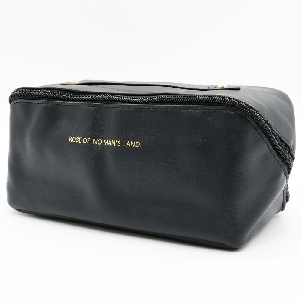 Косметичка з повним доступом з екошкіри (23,5х13х13 см), Чорна / Дорожня жіноча сумка-косметичка