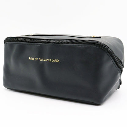 Косметичка з повним доступом з екошкіри (23,5х13х13 см), Чорна / Дорожня жіноча сумка-косметичка