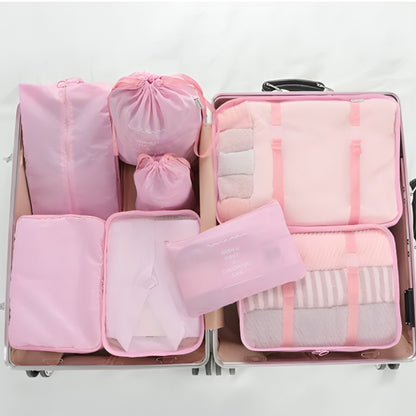 Дорожній набір органайзерів (8 шт), Рожевий / Набір дорожніх органайзерів