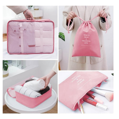 Дорожній набір органайзерів (8 шт), Рожевий / Набір дорожніх органайзерів