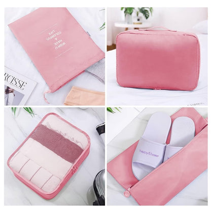 Дорожній набір органайзерів (8 шт), Рожевий / Набір дорожніх органайзерів