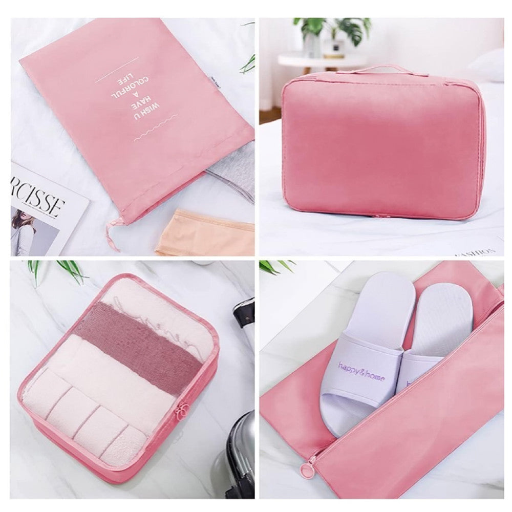 Дорожній набір органайзерів (8 шт), Рожевий / Набір дорожніх органайзерів