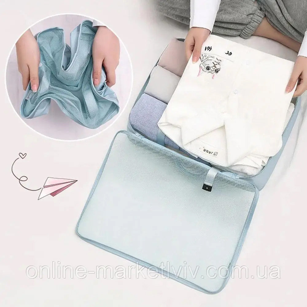 Дорожній набір органайзерів (8 шт), бірюзовий / Набір дорожніх органайзерів