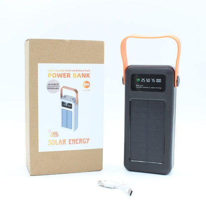 Повербанк 50000мАч на сонячній батареї з перехідниками, YM-635CX, Чорний / Зовнішній акумулятор / Павербанк