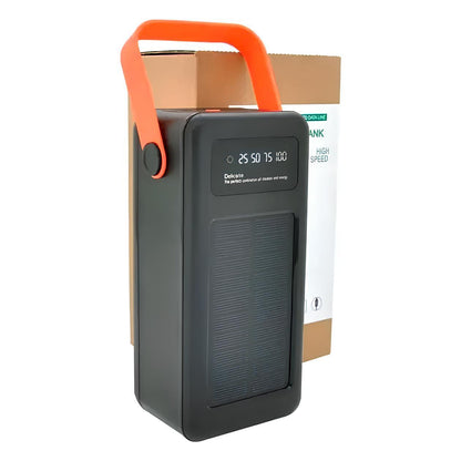 Портативна зарядна станція Power Bank 100000 мАг із сонячною панеллю та адаптерами YM-638CX, чорний / Зовнішній акумулятор