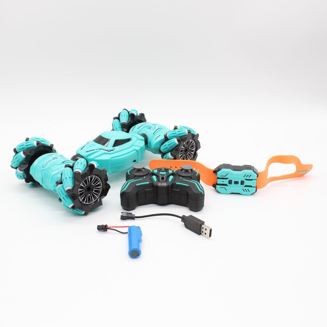 Машинка перевертень на радіокеруванні від USB, 986-14, Блакитний / Дитяча трюкова машинка на пульті управління