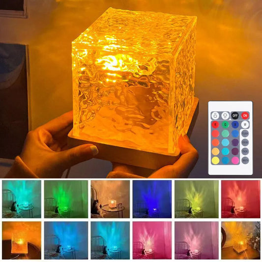 Настільна лампа-нічник "Водяна бриж" (16 кольорів, пульт ДУ, USB) / RGB Лампа-нічник