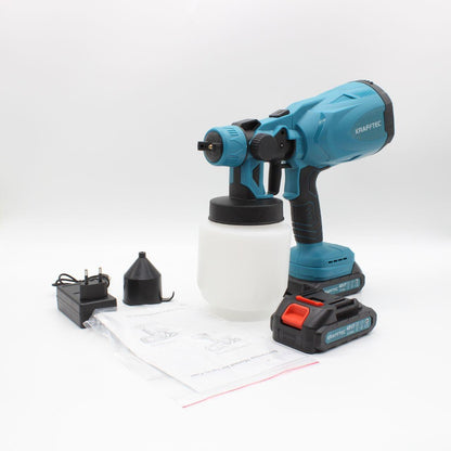 Акумуляторний фарбопульт 800мл + 2 АКБ 48V, KRAFFTEC / Пульверизатор для фарби / Портативний фарбопульт