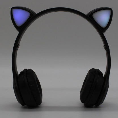 Бездротові Bluetooth навушники з котячими вушками та підсвічуванням Cat Miu Star P47 Чорний / Дитячі навушники