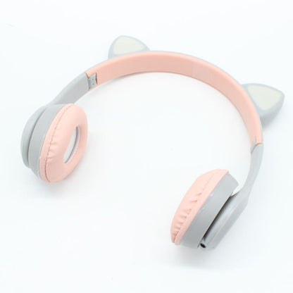 Бездротові Bluetooth навушники з котячими вушками та підсвічуванням Cat Miu Star P47 Сірий / Дитячі навушники