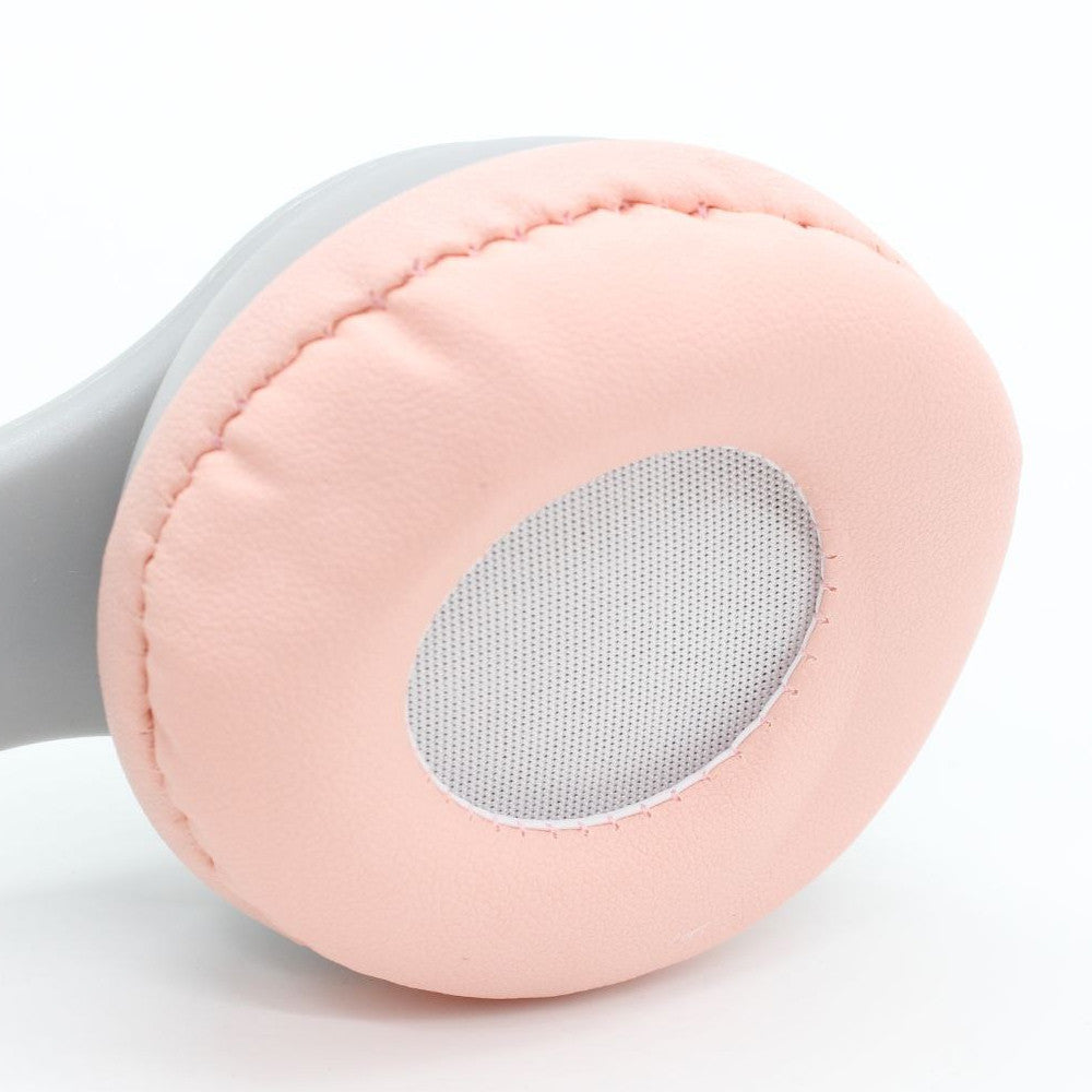 Бездротові Bluetooth навушники з котячими вушками та підсвічуванням Cat Miu Star P47 Сірий / Дитячі навушники