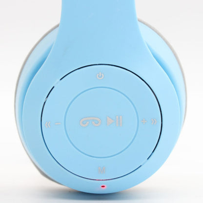 Бездротові Bluetooth навушники з котячими вушками та підсвічуванням Cat Miu Star P47 Блакитний / Дитячі навушники