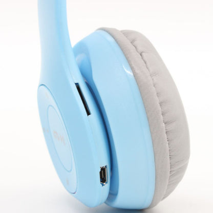 Бездротові Bluetooth навушники з котячими вушками та підсвічуванням Cat Miu Star P47 Блакитний / Дитячі навушники