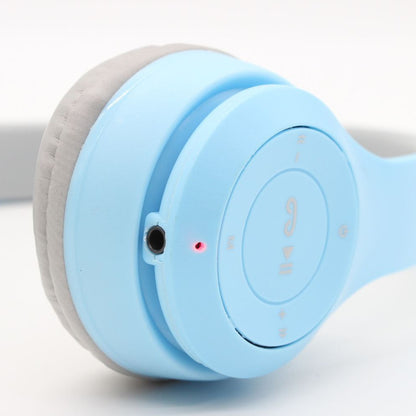 Бездротові Bluetooth навушники з котячими вушками та підсвічуванням Cat Miu Star P47 Блакитний / Дитячі навушники