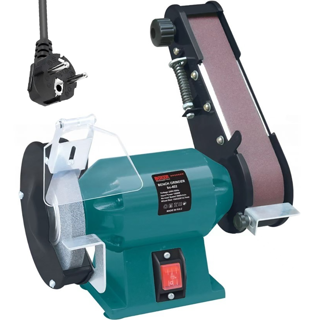 Точильно-шліфувальний верстат 1500 Вт, BX-402, Синій / Точило дисково-стрічкове / Універсальний заточувальний верстат