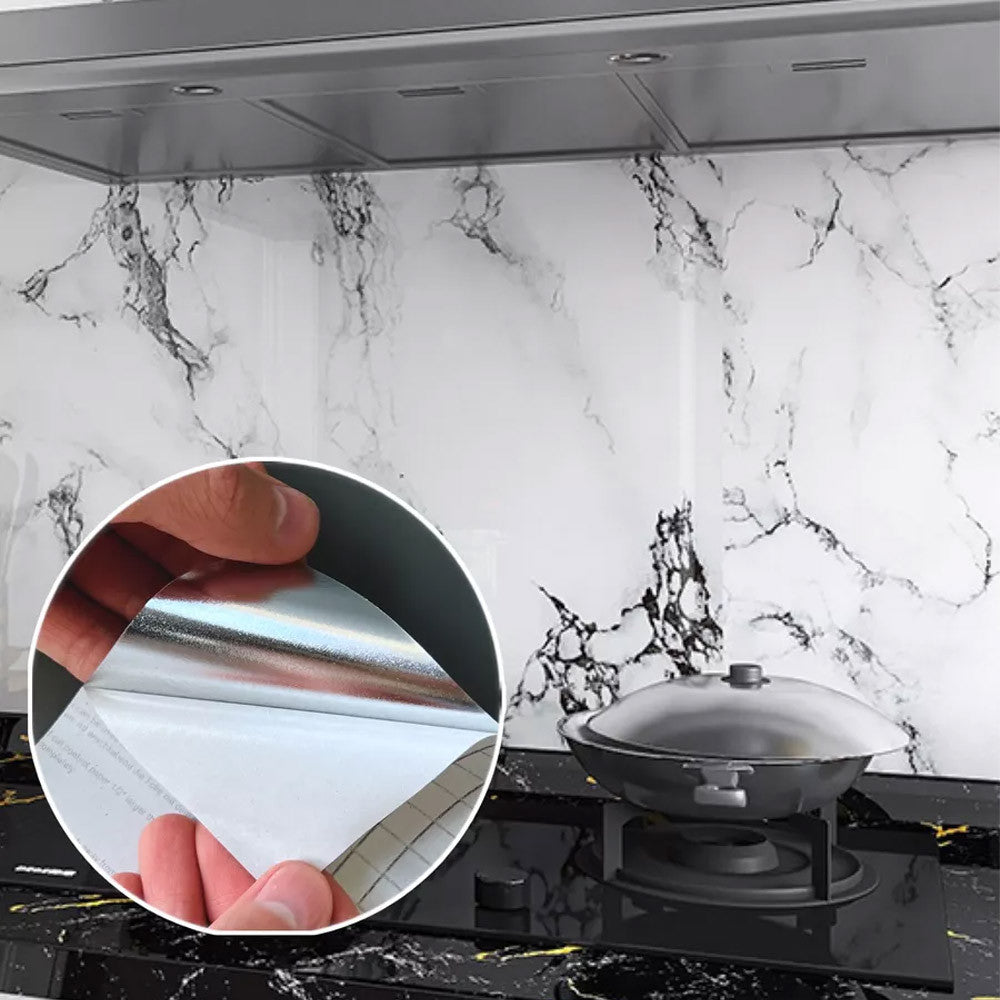 Самоклеюча плівка на кухню 5м х 60см, під мармур, Білий / Кухонна плівка для поверхонь / Декоративна наклейка