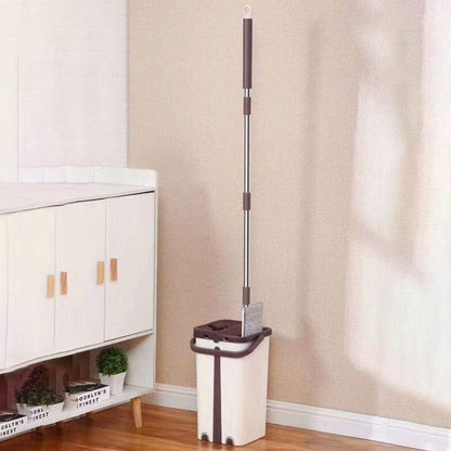 Швабра з відром 11л з автоматичним віджимом + 2 насадки, Cleaning Mop, Коричнева / Швабра ледарка для прибирання будинку