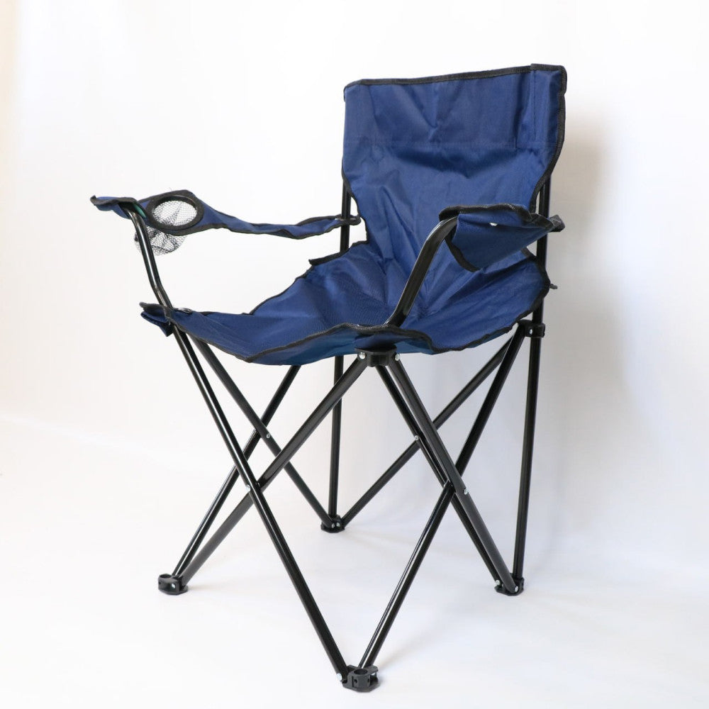 Стілець туристичний розкладний до 100 кг, Темно синій / Складаний стілець, крісло для походів в чохлі