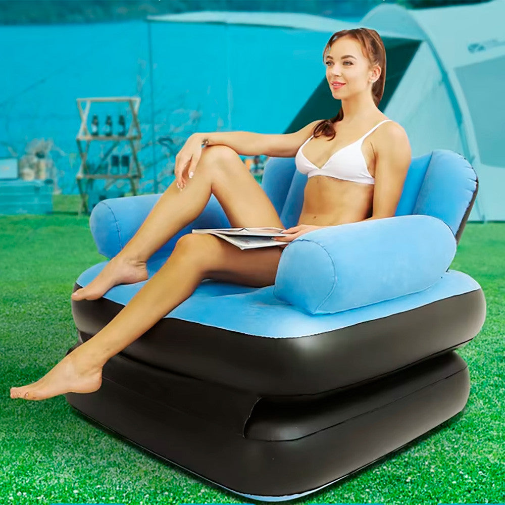 Надувне крісло розкладне з насосом, Блакитний / Надувний диван / Надувне ліжко / Ламзак надувний