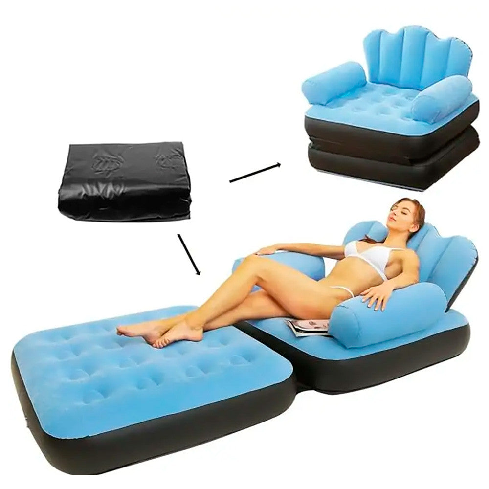 Надувне крісло розкладне з насосом, Блакитний / Надувний диван / Надувне ліжко / Ламзак надувний