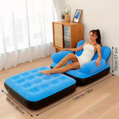 Надувне крісло розкладне з насосом, Блакитний / Надувний диван / Надувне ліжко / Ламзак надувний