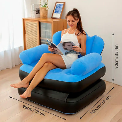 Надувне крісло розкладне з насосом, Блакитний / Надувний диван / Надувне ліжко / Ламзак надувний