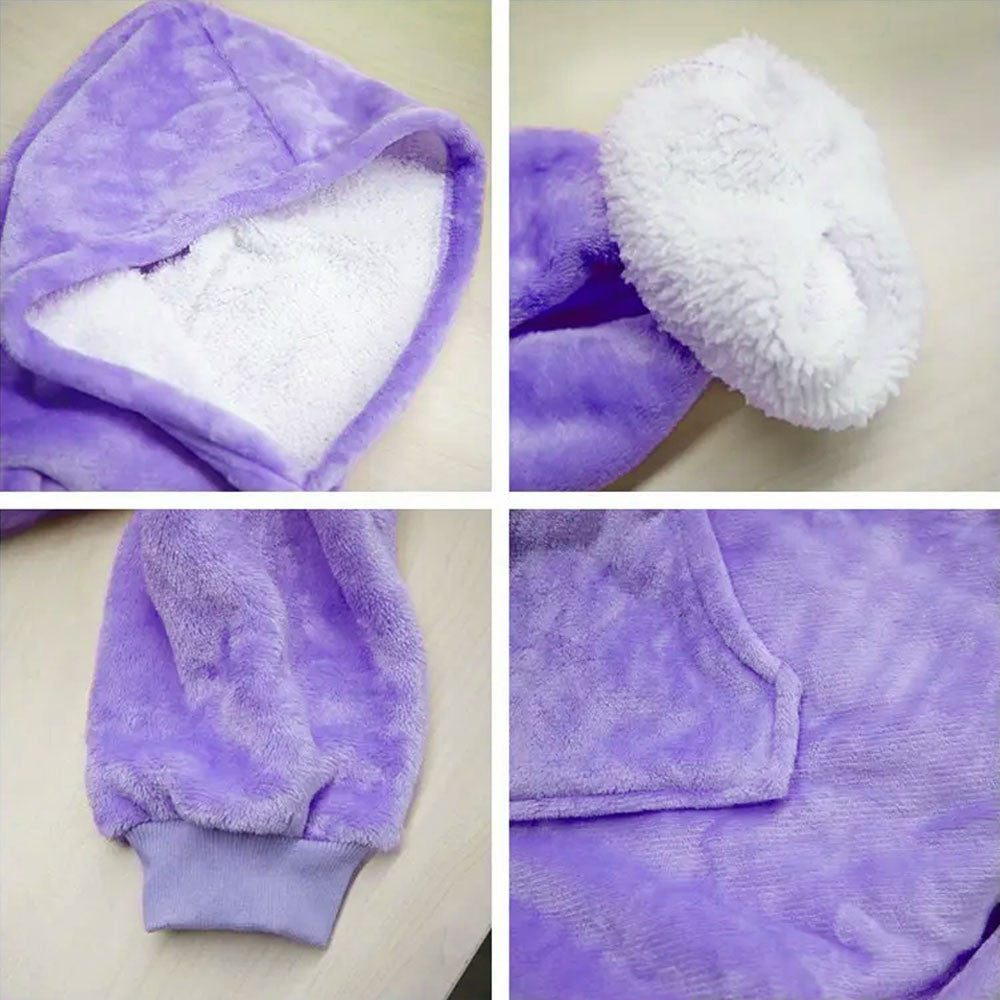 Оверсайз плед-халат з капюшоном 100х80см, Huggle Hoodie, Фіолетовий / Толстовка худі для дому / Плед з рукавами