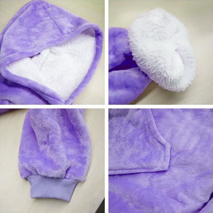 Оверсайз плед-халат з капюшоном 100х80см, Huggle Hoodie, Фіолетовий / Толстовка худі для дому / Плед з рукавами
