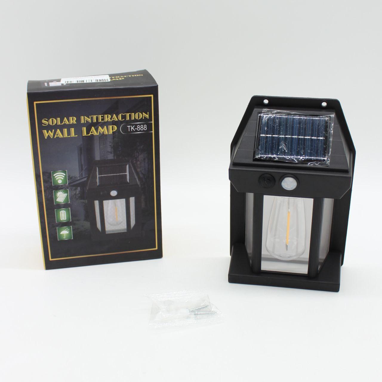 Вуличний світильник на сонячній батареї, SOLAR WALL LAMP ВK-888, Чорний / Світлодіодний ліхтар фасадний