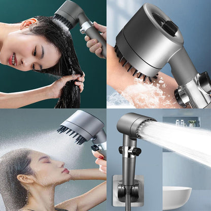 Насадка лійка для душу 3 режими + 1 фільтр, Чорний / Масажна лійка душова / Водозберігаюча душова лійка