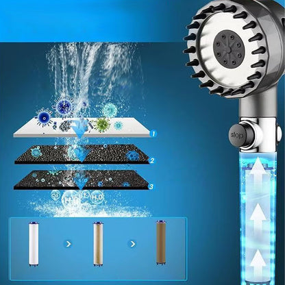 Насадка лійка для душу 3 режими + 1 фільтр, Чорний / Масажна лійка душова / Водозберігаюча душова лійка