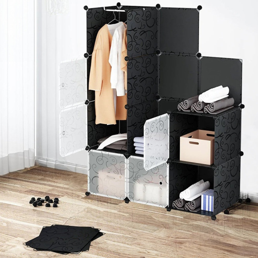 Пластикова шафа на 12 відділень, 140х105х35см / Складна шафа для одягу / Модульна шафа з полицями