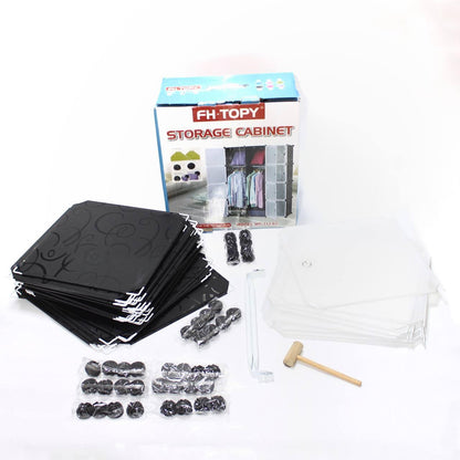 Пластикова шафа на 12 відділень, 140х105х35см / Складна шафа для одягу / Модульна шафа з полицями